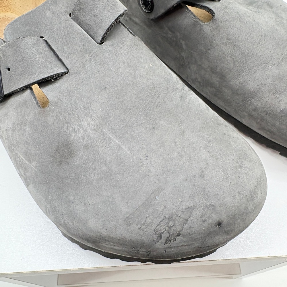 Birkenstock Boston Iron Gray Oiled Leather Clogs Mens Size 42 L11 M9 EU 9 US - Picture 6 of 9